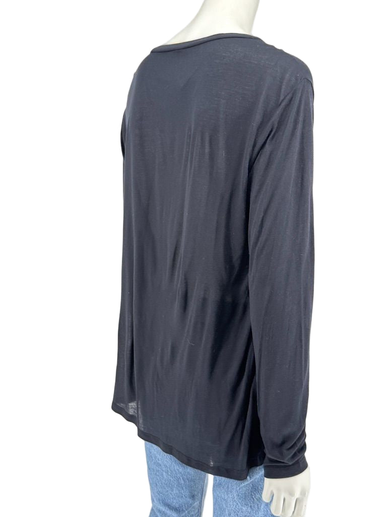 L’Agence Black Long Sleeve Scoop Neck Top – Size L