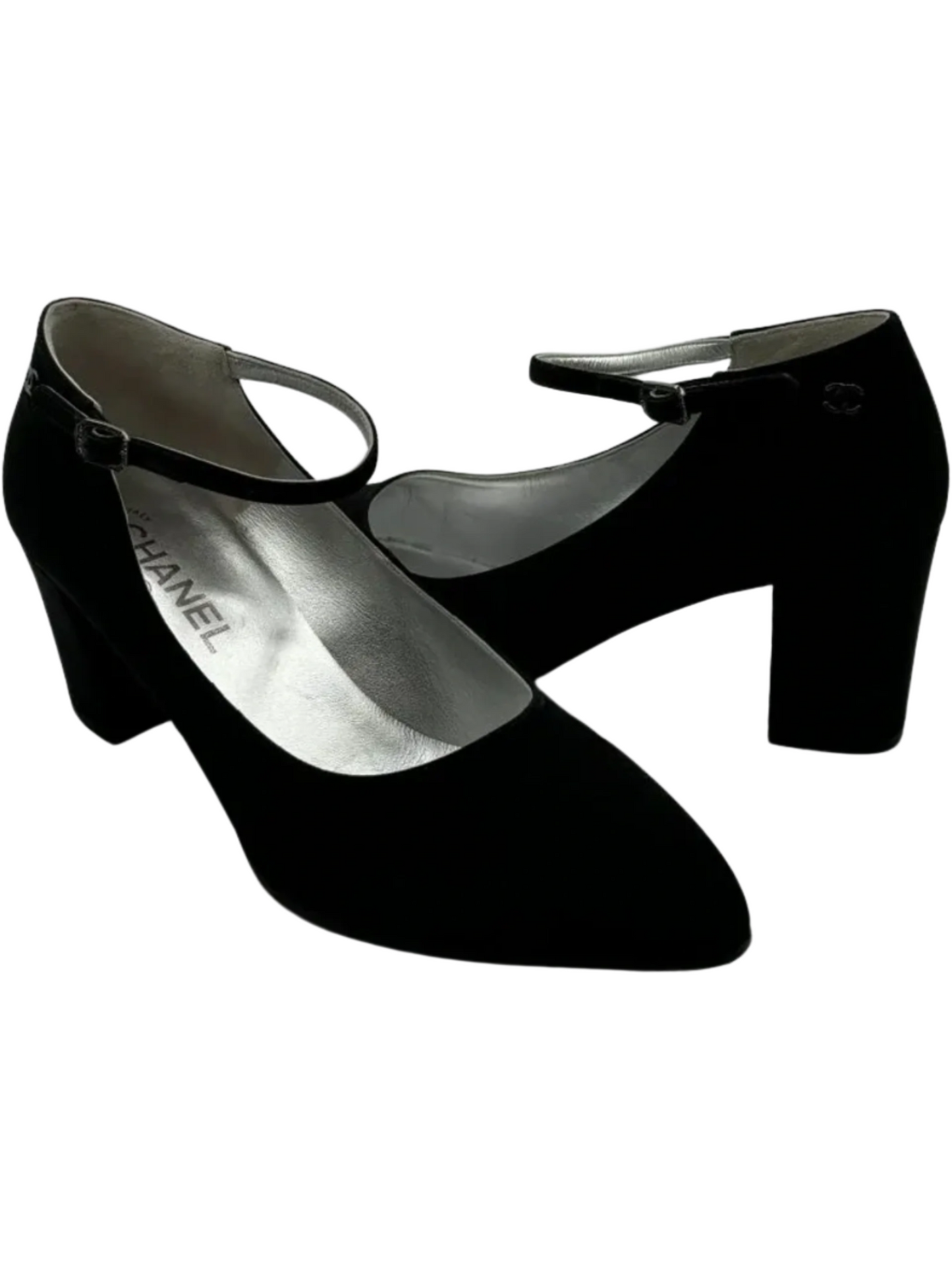 Chanel Crepe Satin Mary Jane Pumps Size 39.5