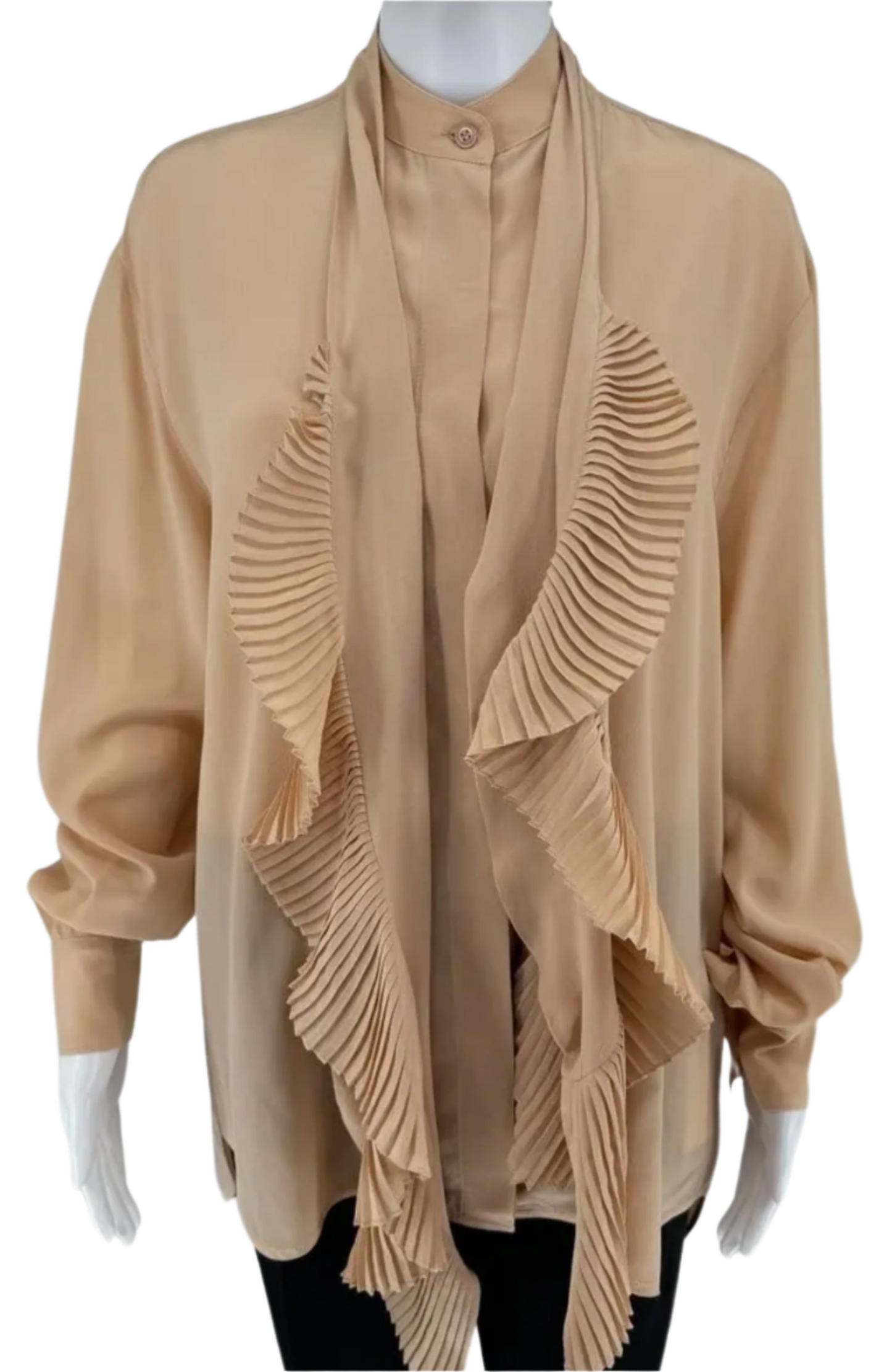 NWT Givenchy Silk Shirt With Detachable Pleated Scarf In Blush - FR 34