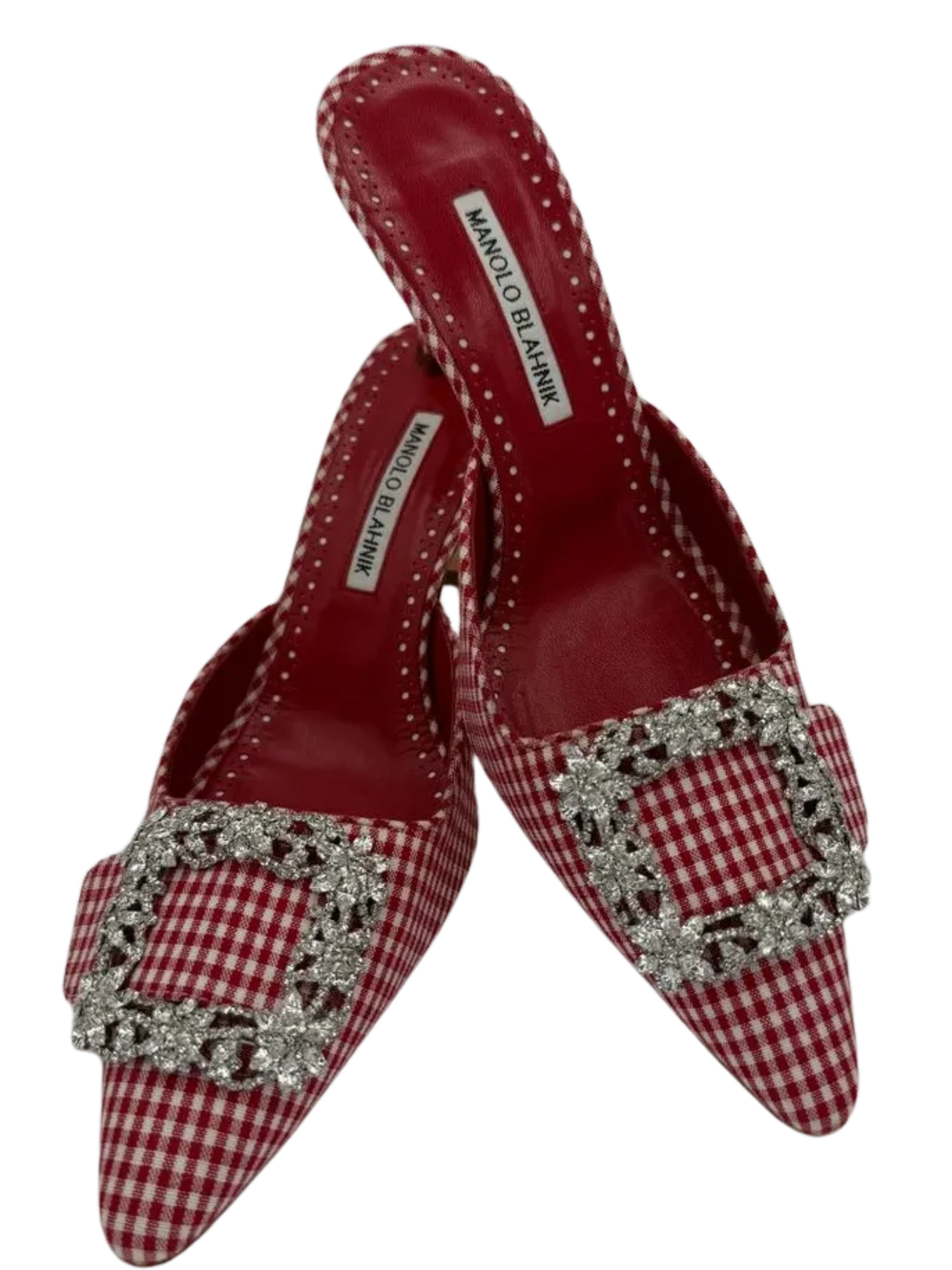 MANOLO BLAHNIK Gingham Hangisi Mules