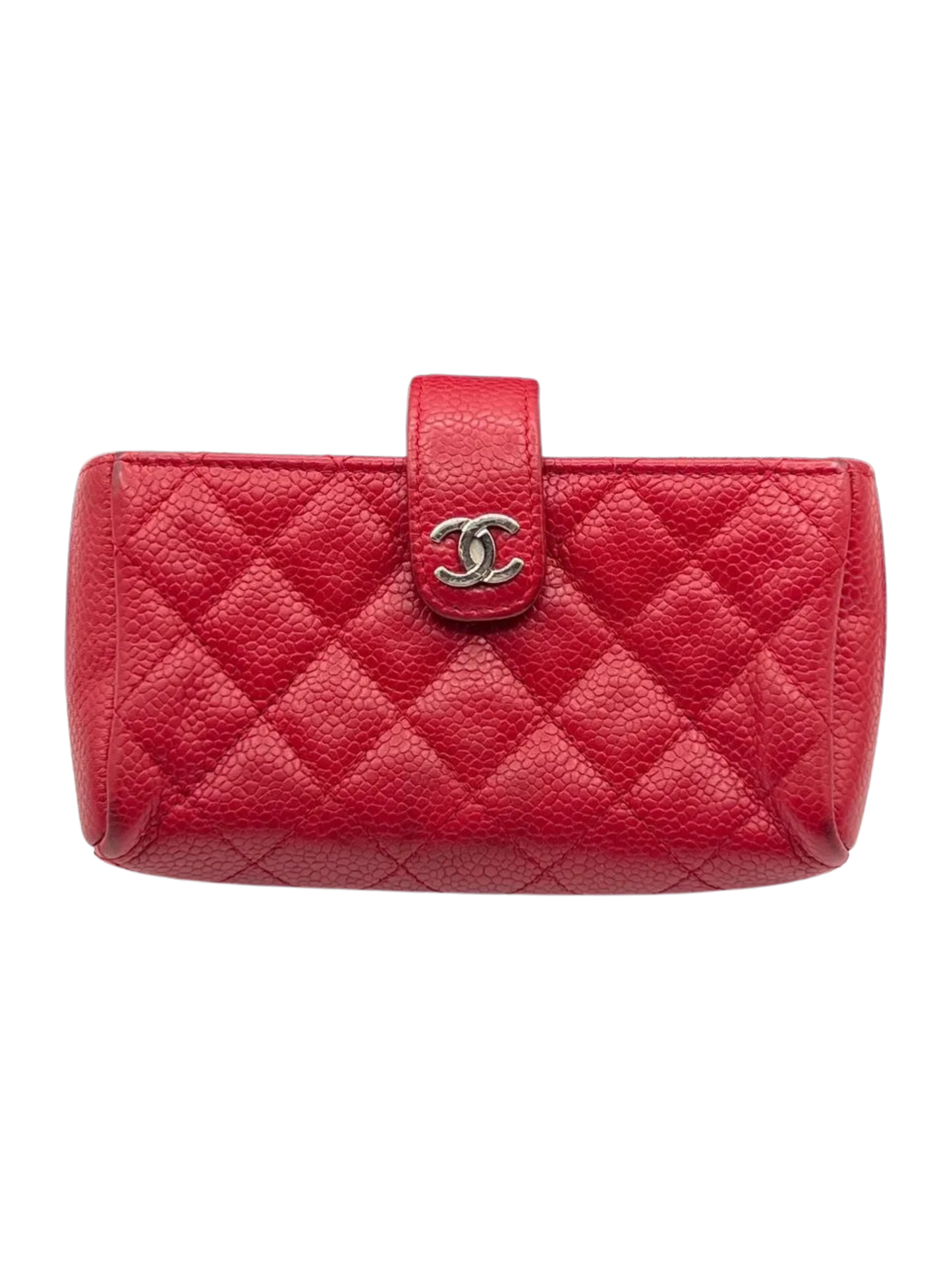 Chanel Red Quilted Leather CC Pouch