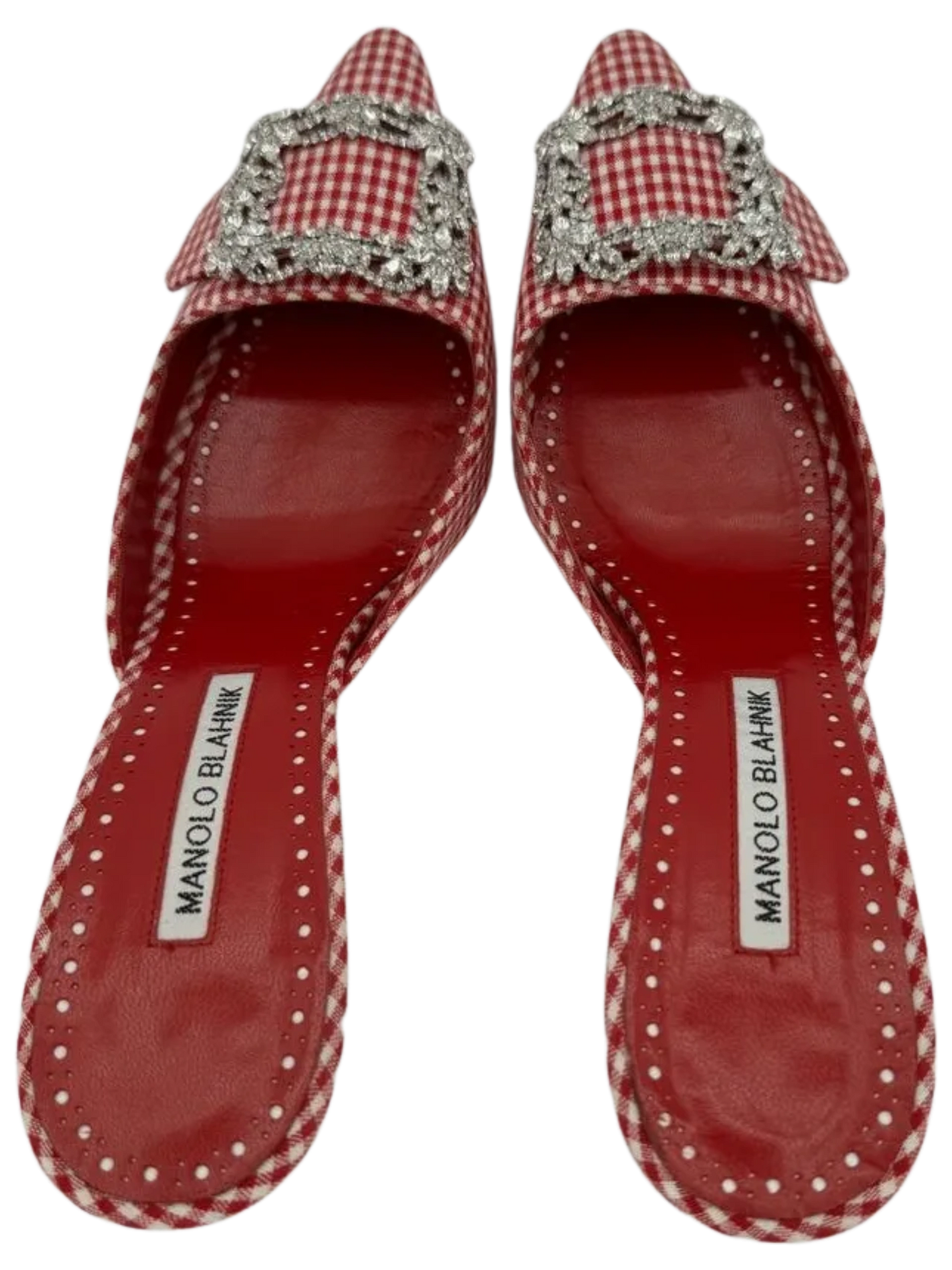 MANOLO BLAHNIK Gingham Hangisi Mules