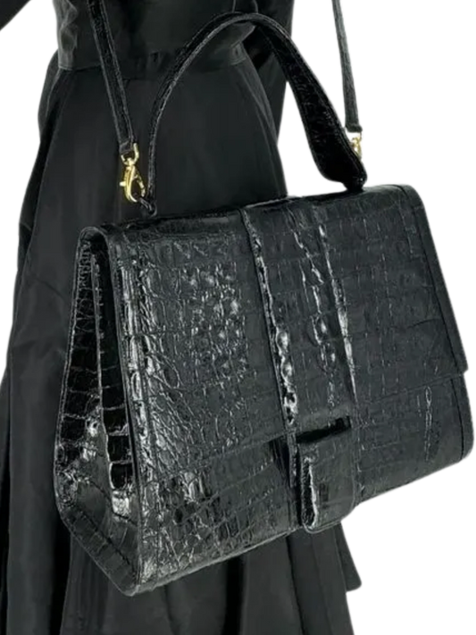 Nancy Gonzalez Black Crocodile Handbag