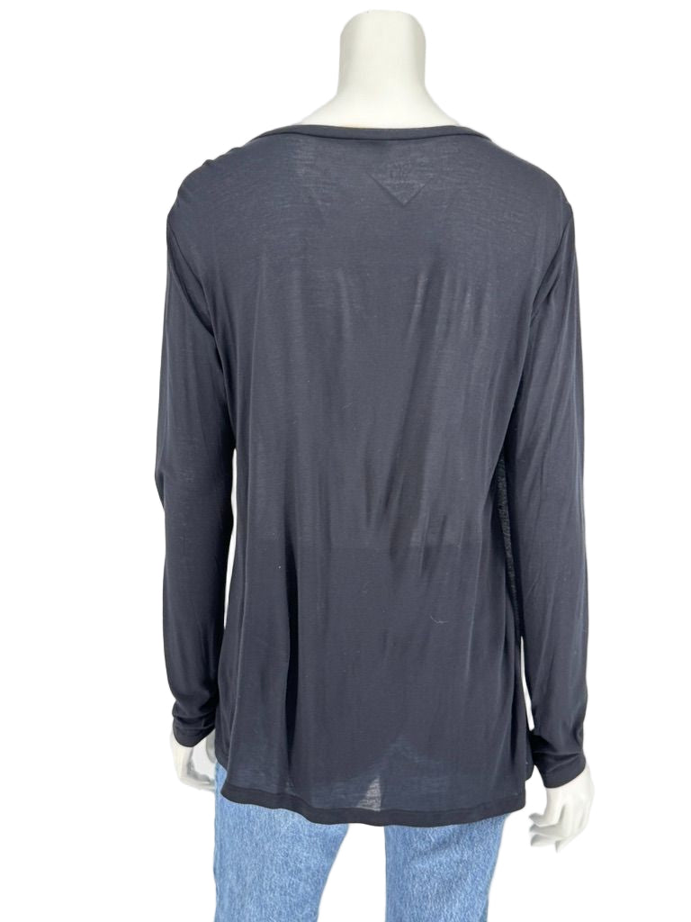 L’Agence Black Long Sleeve Scoop Neck Top – Size L