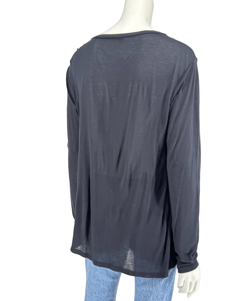 L’Agence Black Long Sleeve Scoop Neck Top – Size L