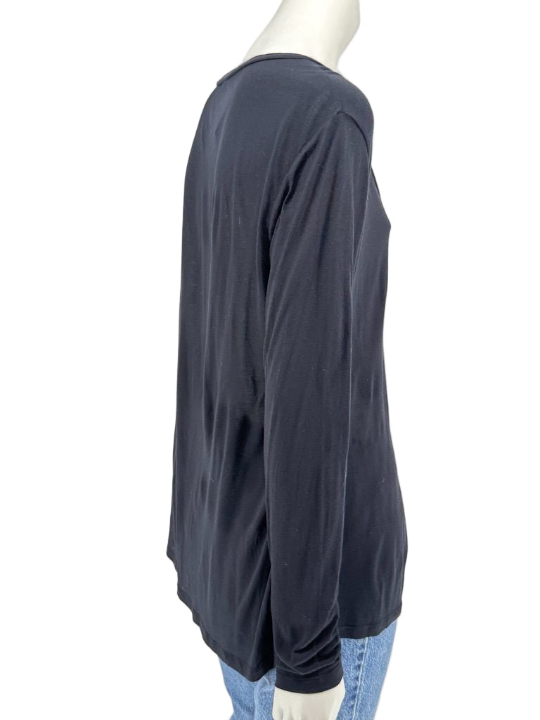 L’Agence Black Long Sleeve Scoop Neck Top – Size L