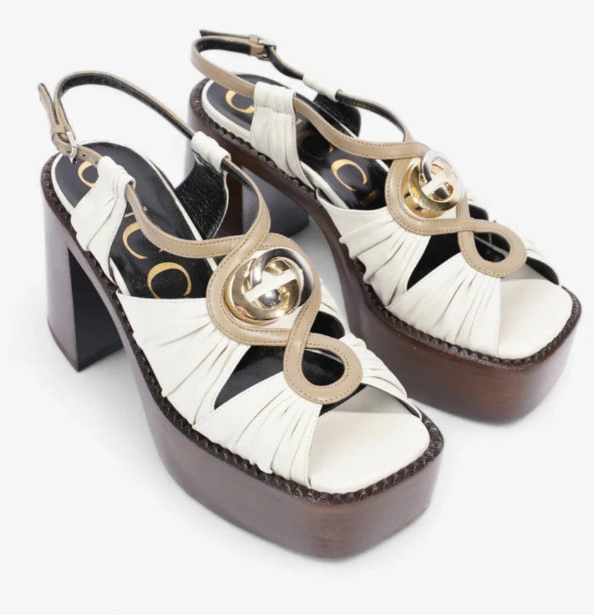 Gucci Charlotte Sandals 95 Dusty White - Size 42