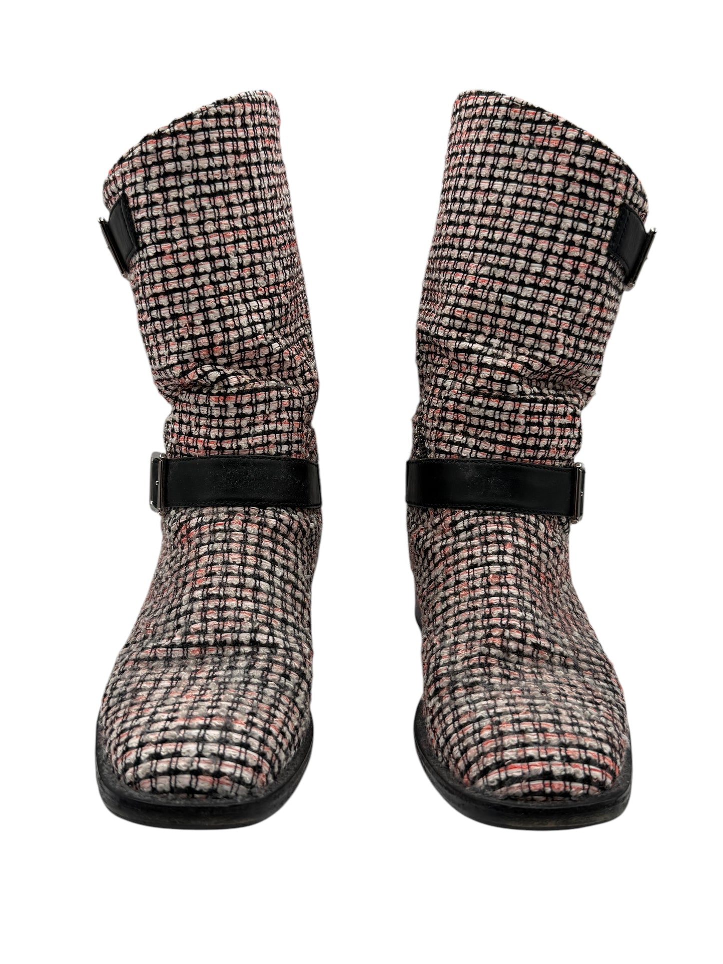 Chanel tweed Tricolor Engineer Buckle Boots - Size 40