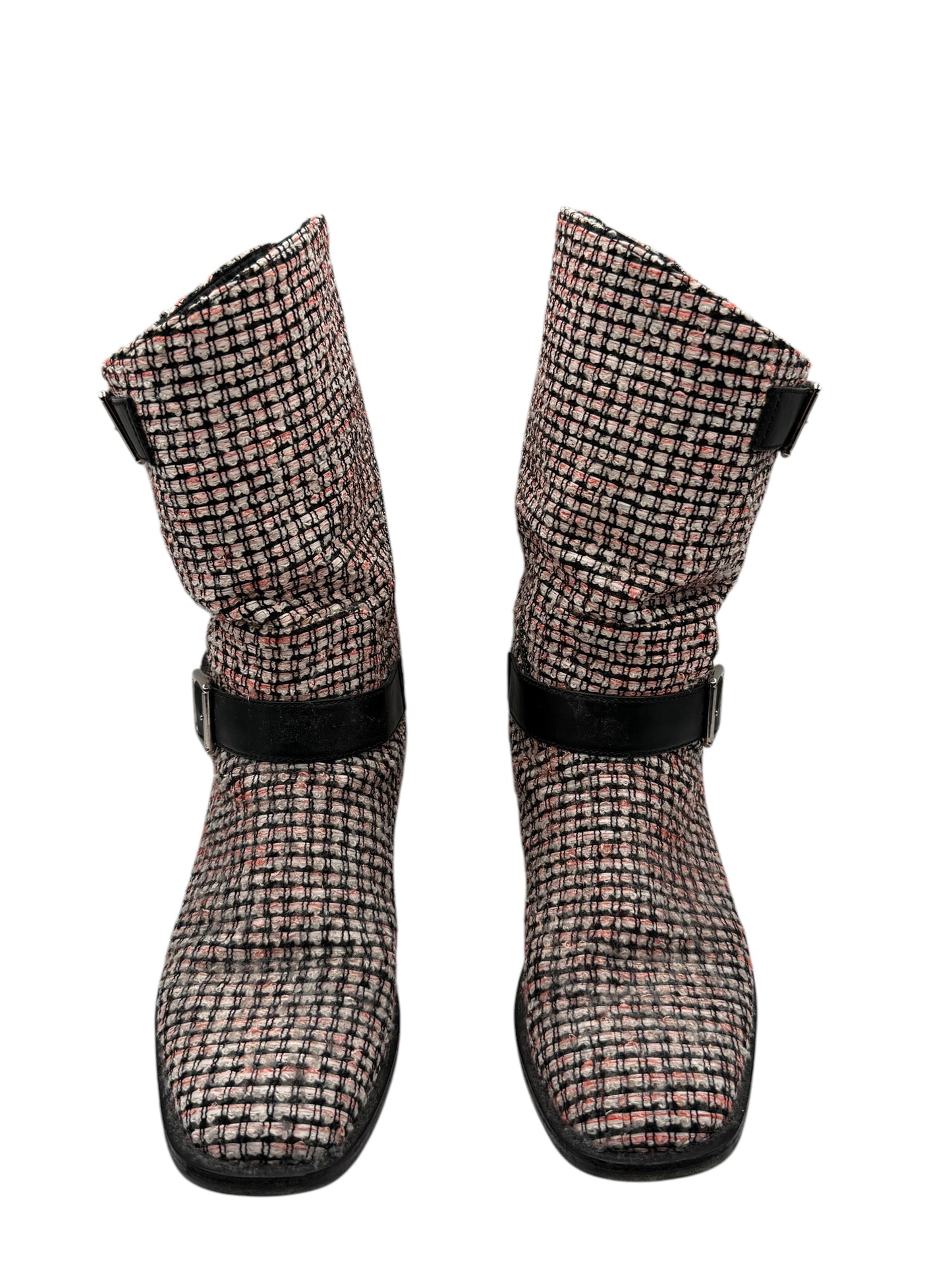 Chanel tweed Tricolor Engineer Buckle Boots - Size 40