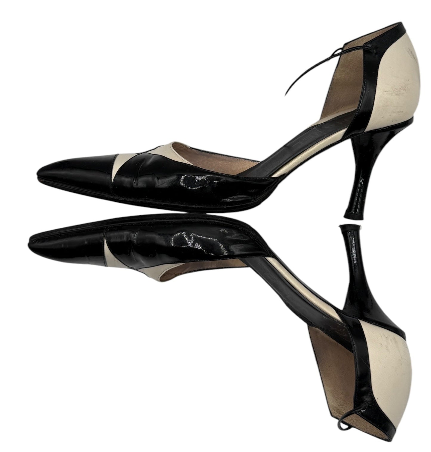 CHANEL Bi Color Black/White Patent Leather Pumps