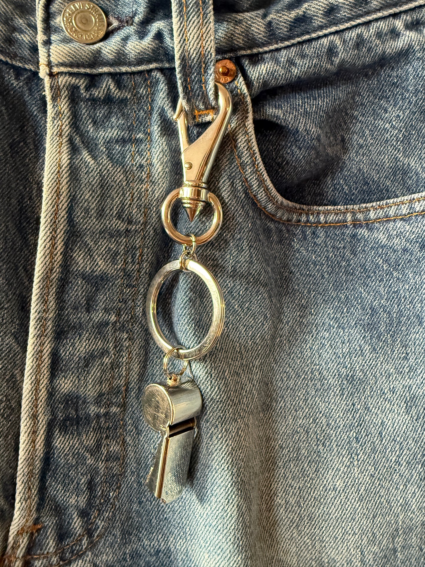 Givenchy Silver-Tone Whistle Keychain / Bag Charm – Functional Whistle