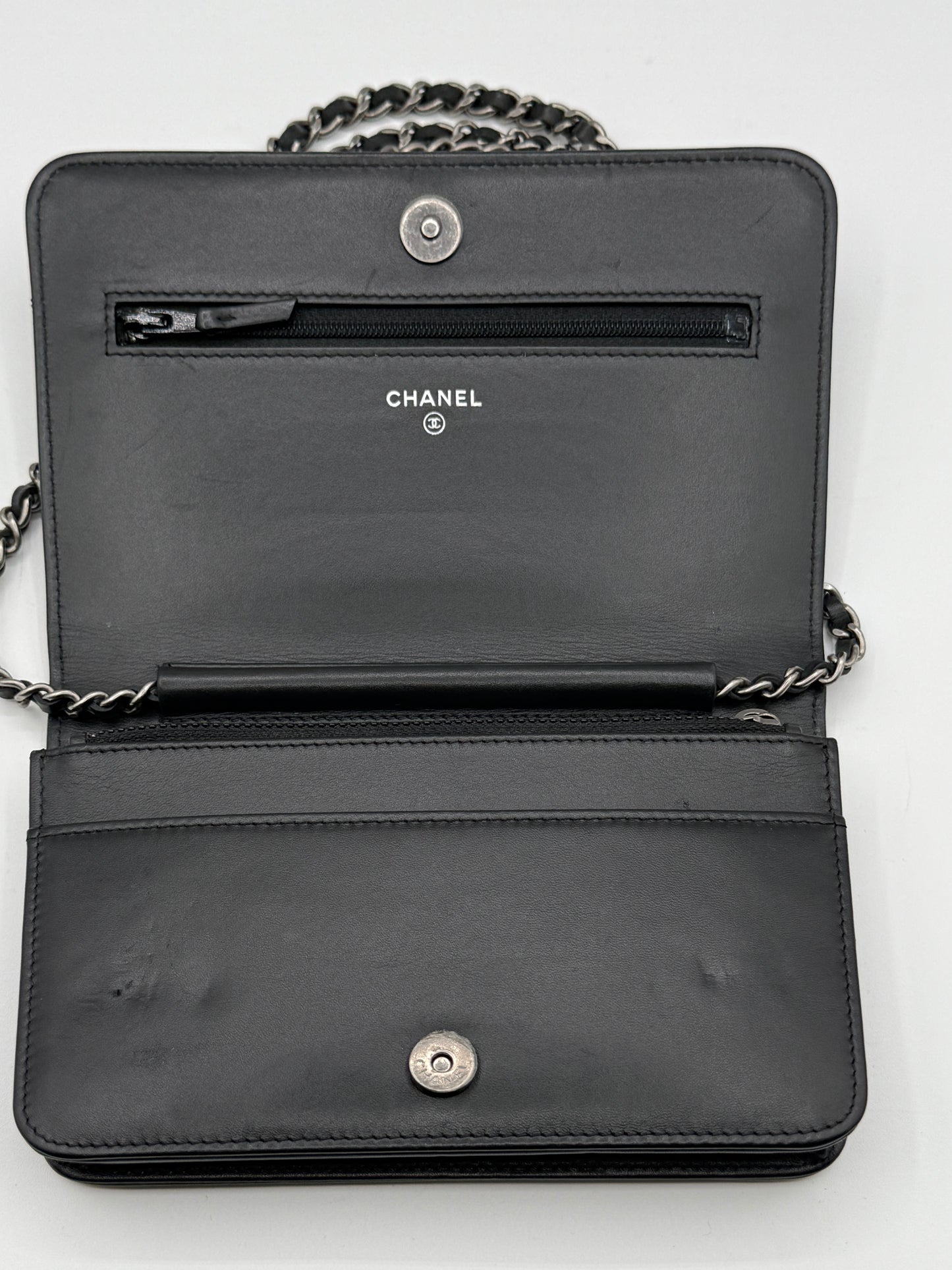 Chanel Black Calfskin Signe Wallet on Chain (WOC)