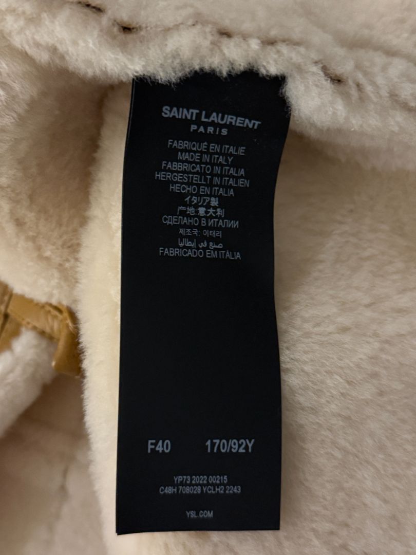 Saint Laurent Oversized Shearling Toggle Coat - Size 8