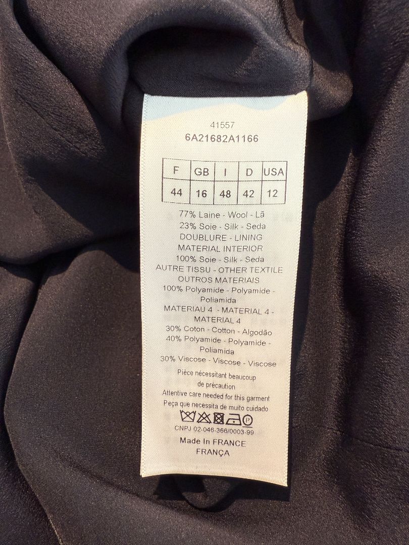 Christian Dior Navy Wool-Silk Dress with Lace Hem  - Size 12