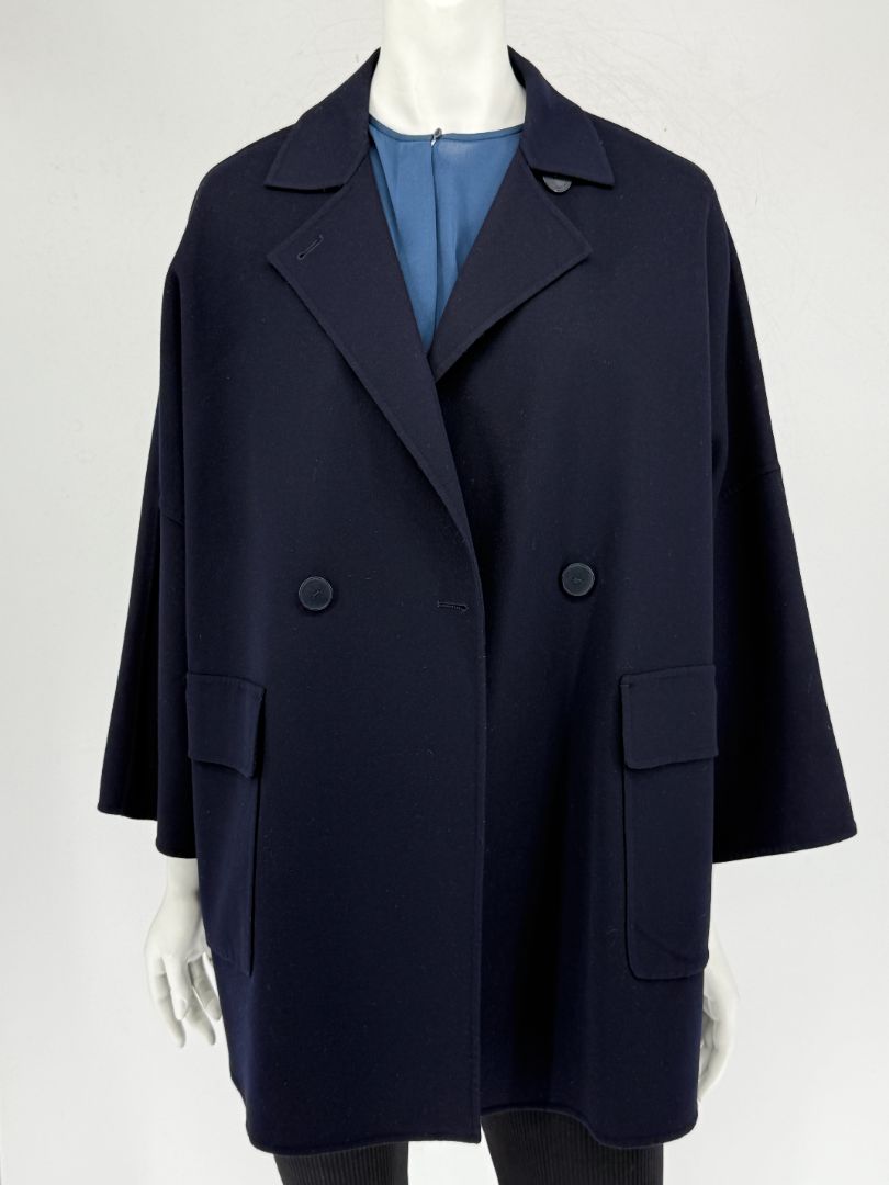 Loro Piana “Gift of Kings” Navy Wool Double-Breasted Swing Coat – Size S