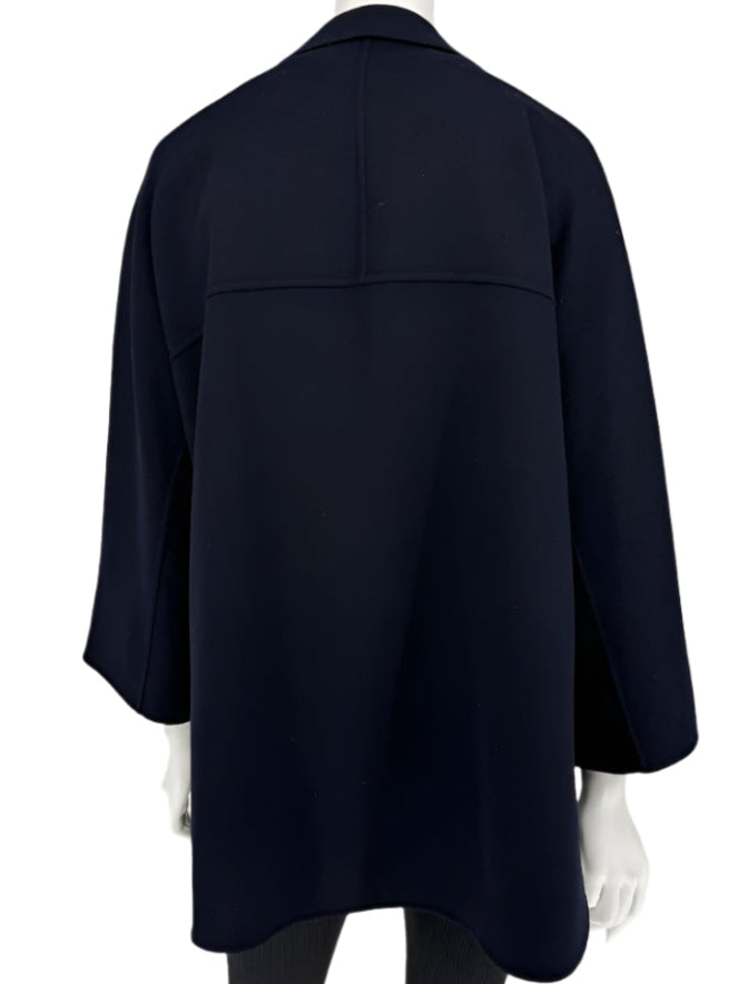 Loro Piana “Gift of Kings” Navy Wool Double-Breasted Swing Coat – Size S