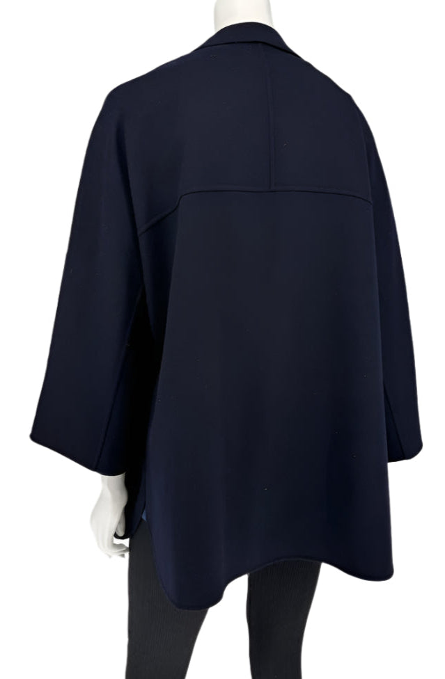 Loro Piana “Gift of Kings” Navy Wool Double-Breasted Swing Coat – Size S