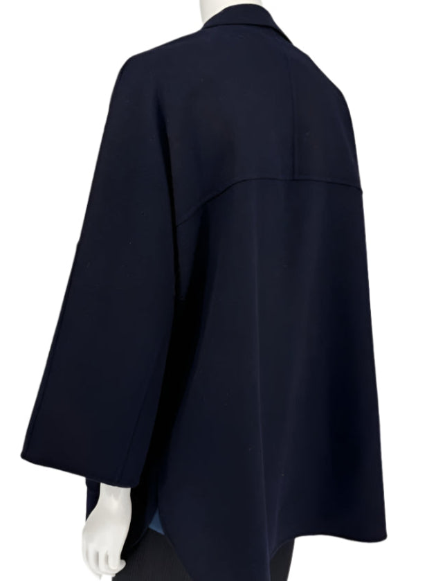 Loro Piana “Gift of Kings” Navy Wool Double-Breasted Swing Coat – Size S