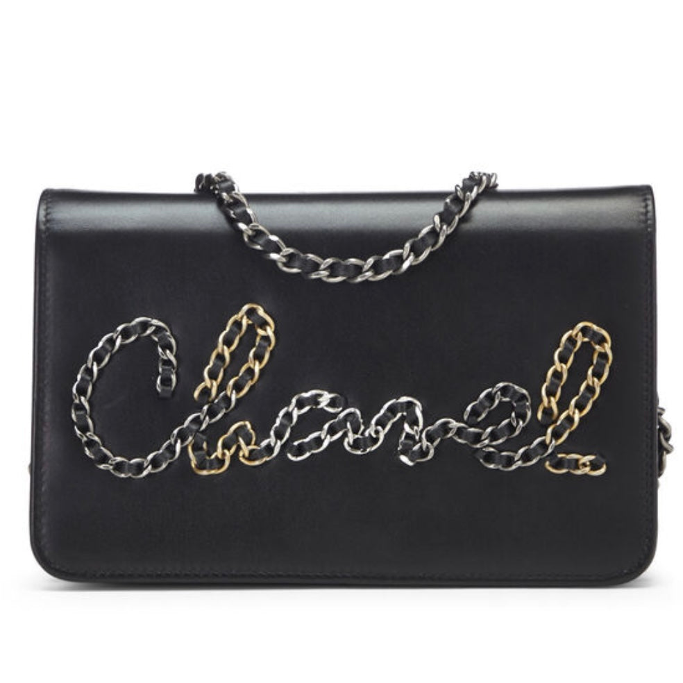 Chanel Black Calfskin Signe Wallet on Chain (WOC)