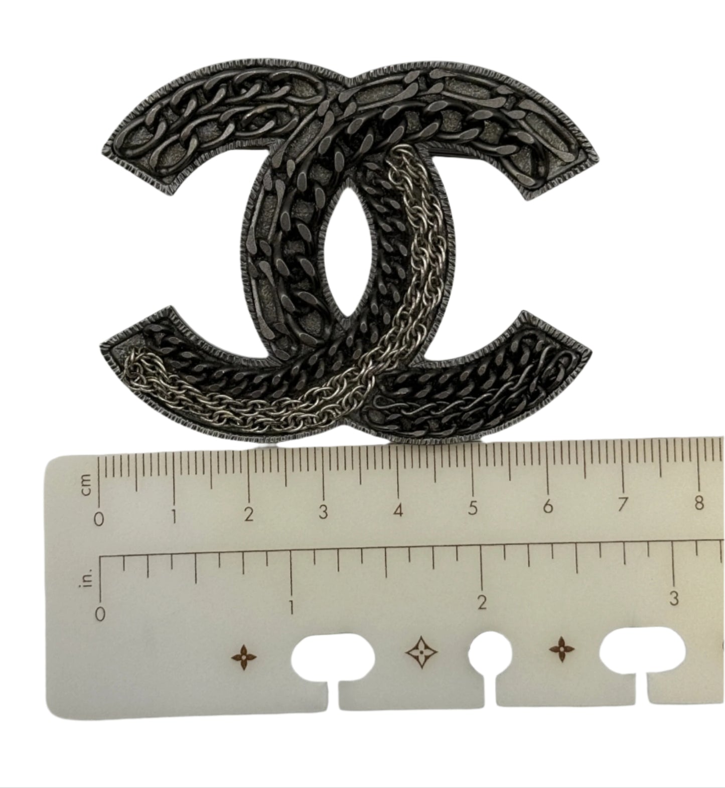 Chanel CC 10A Chain Brooch in Ruthenium Black