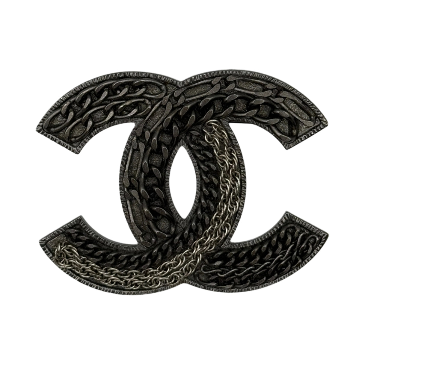 Chanel CC 10A Chain Brooch in Ruthenium Black