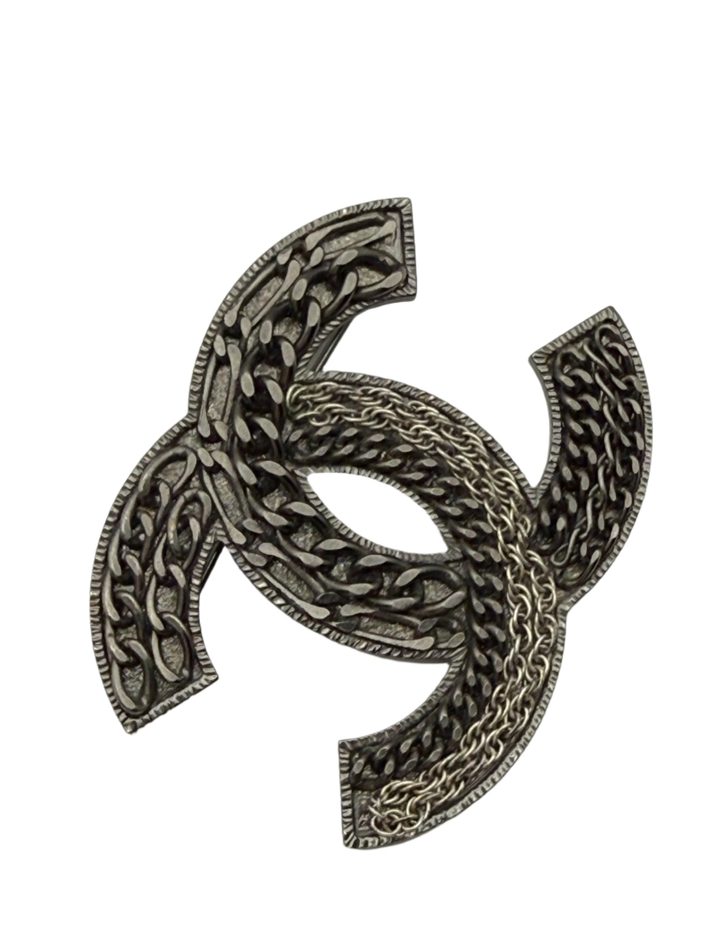 Chanel CC 10A Chain Brooch in Ruthenium Black