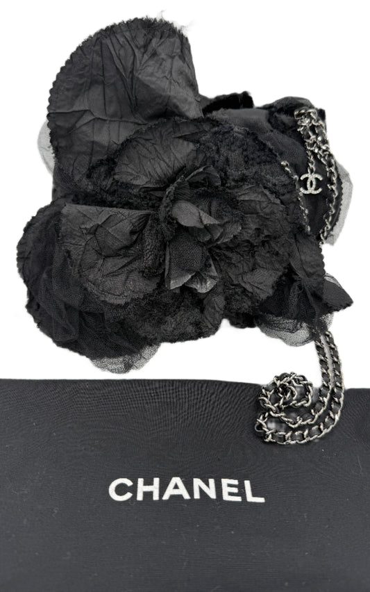Chanel Satin Camellia Shoulder Bag