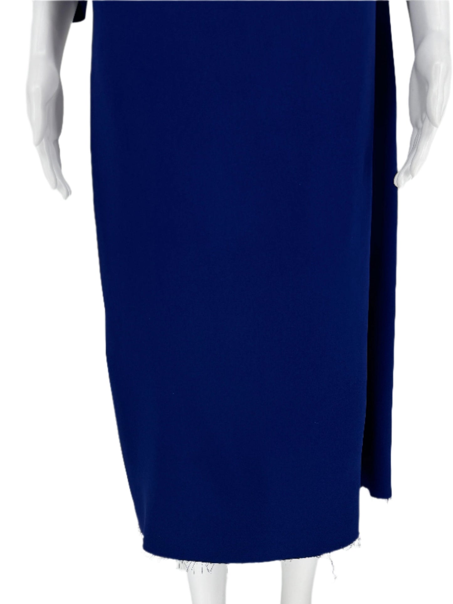 Pamella Roland Royal Blue Purple off shoulder beaded A-Symmetrical Single Sleeve A-line dress - Size 8/10