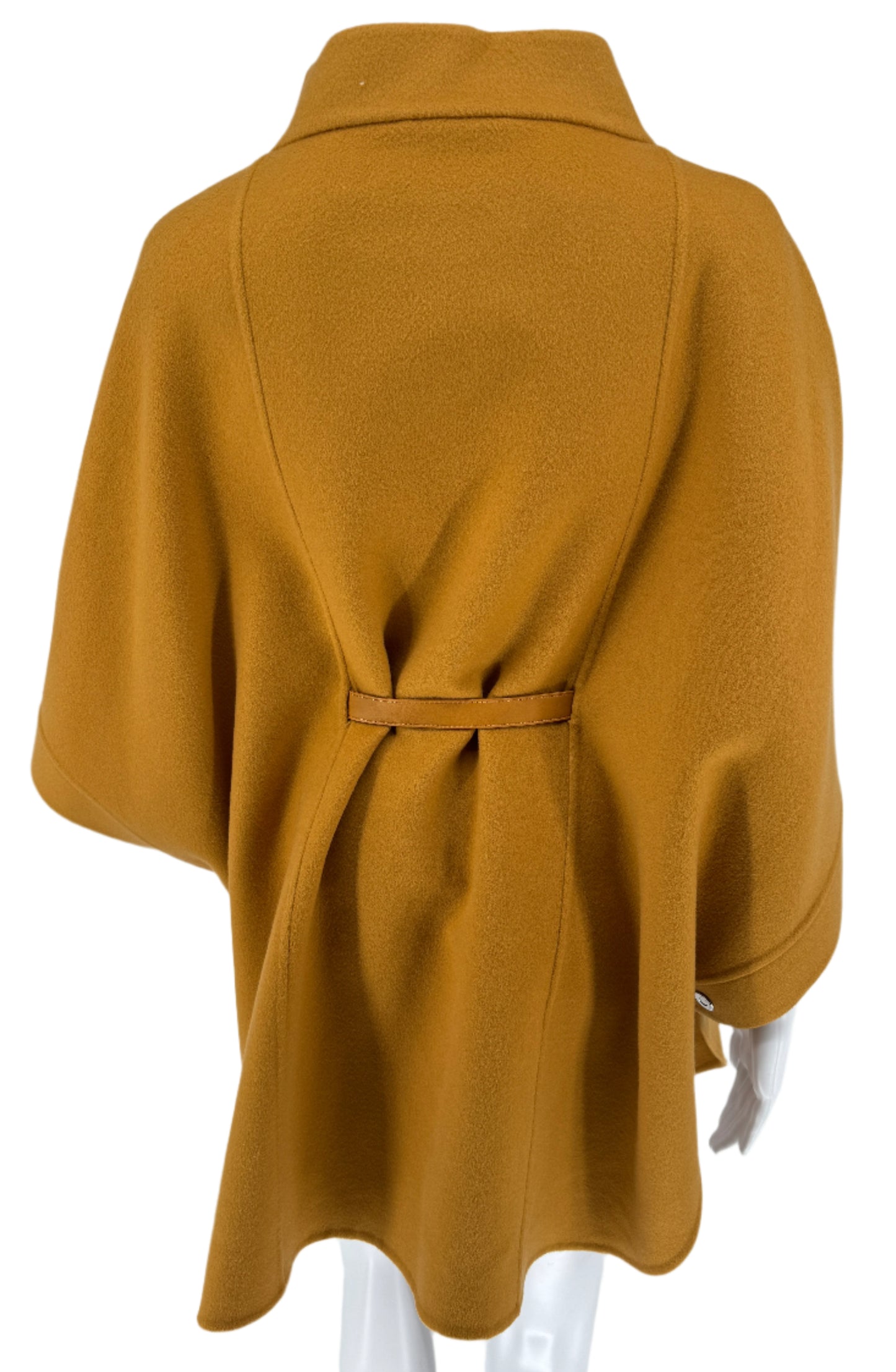 Loro Piana Salzburg Cape in Dark Yellow with matching leather. Poncho/Cape/Jacket - One Size