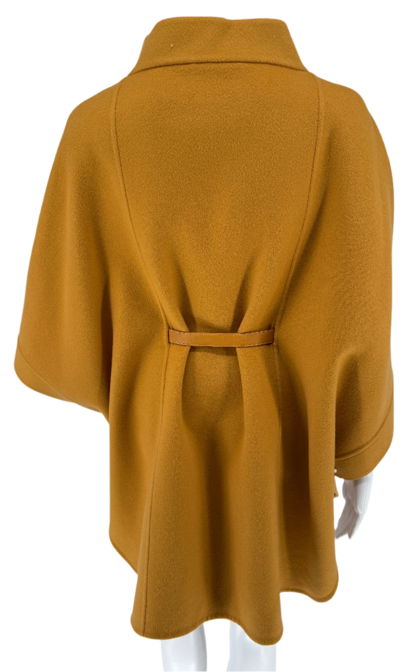 Loro Piana Salzburg Cape in Dark Yellow with matching leather. Poncho/Cape/Jacket - One Size