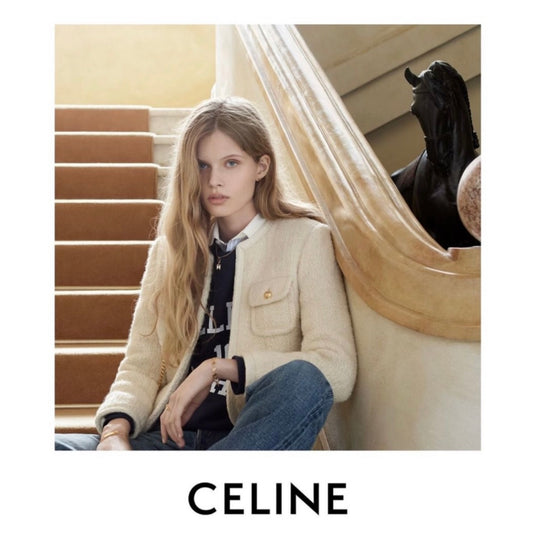Celine “Chelsea” Ivory Tweed Jacket – Size FR 34
