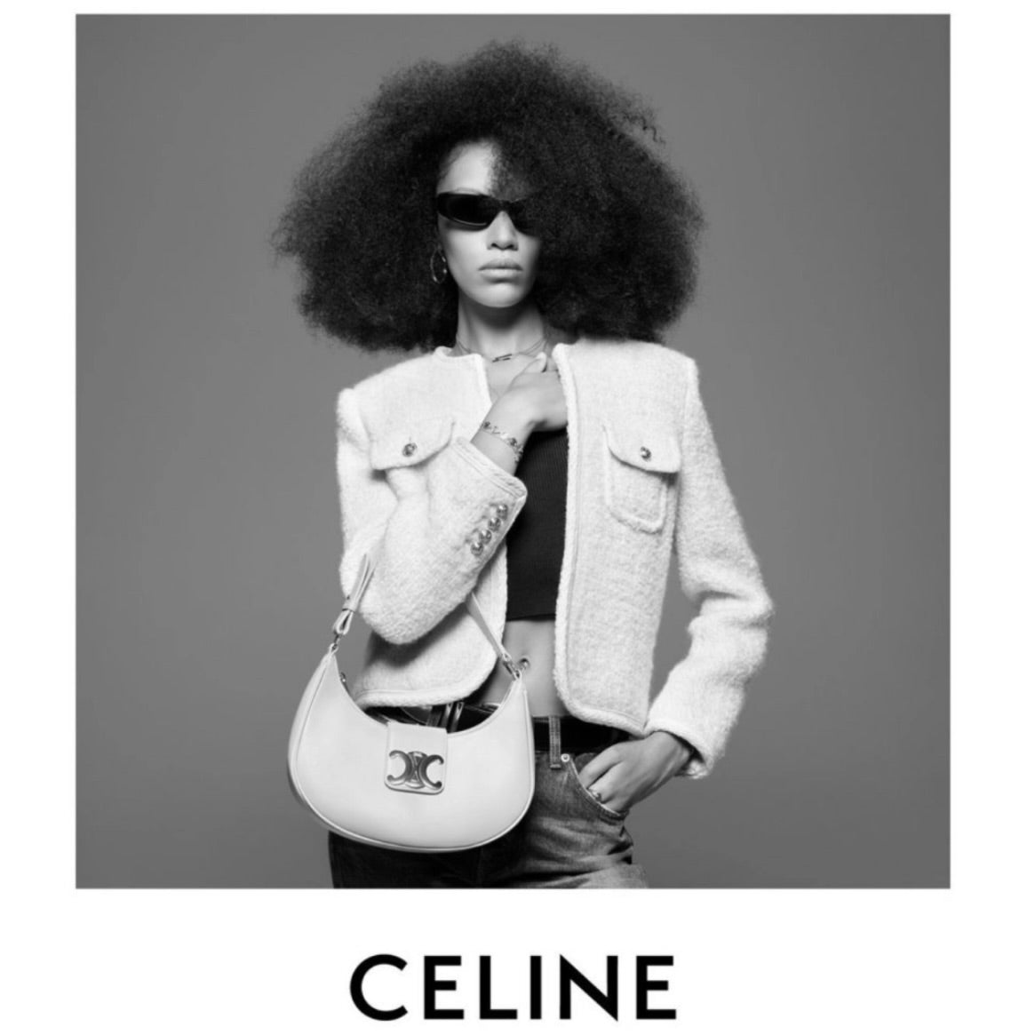 Celine “Chelsea” Ivory Tweed Jacket – Size FR 34