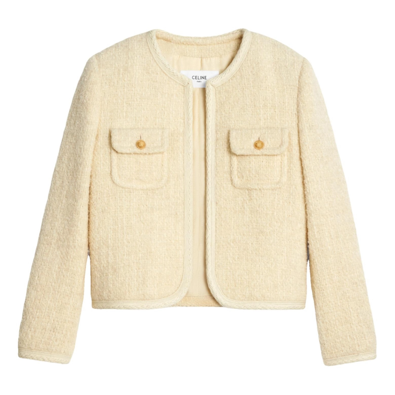 Celine “Chelsea” Ivory Tweed Jacket – Size FR 34