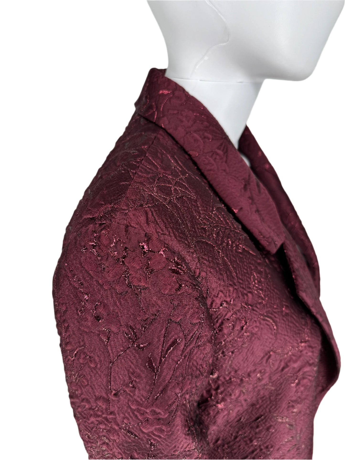 Pamella Roland -Bordeaux/Merlot/Wine Brocade Metallic Floral Duster Jacket/Evening Coat. Size 10