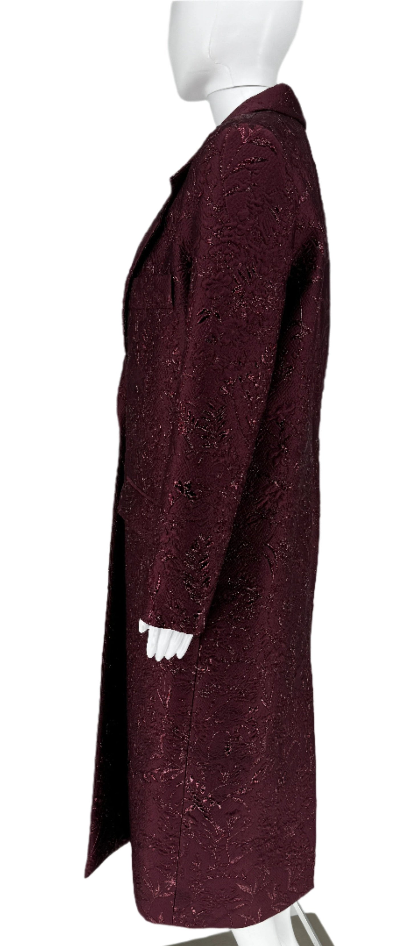 Pamella Roland -Bordeaux/Merlot/Wine Brocade Metallic Floral Duster Jacket/Evening Coat. Size 10