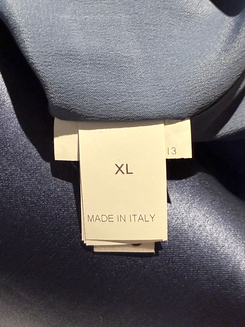 NWT Brunello Cucinelli Navy Silk Shift Dress with Contrast Trim – Size XL