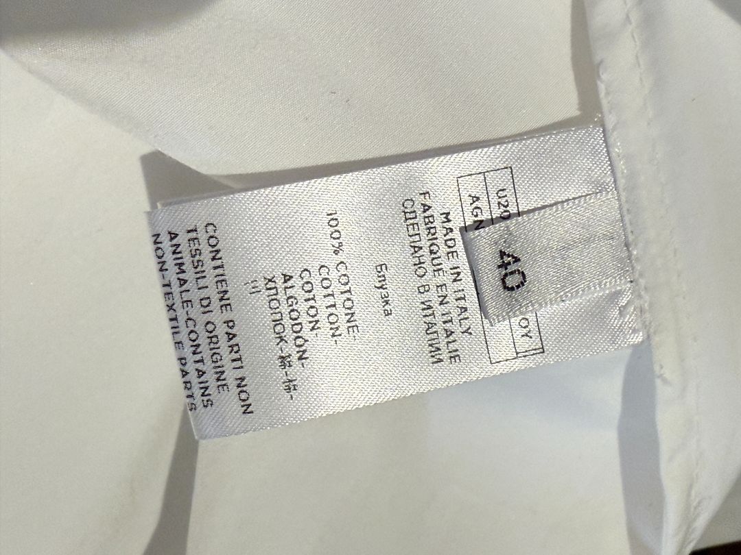 Agnona White Asymmetric Pleated Cotton Shirt – Size IT 40- NEW