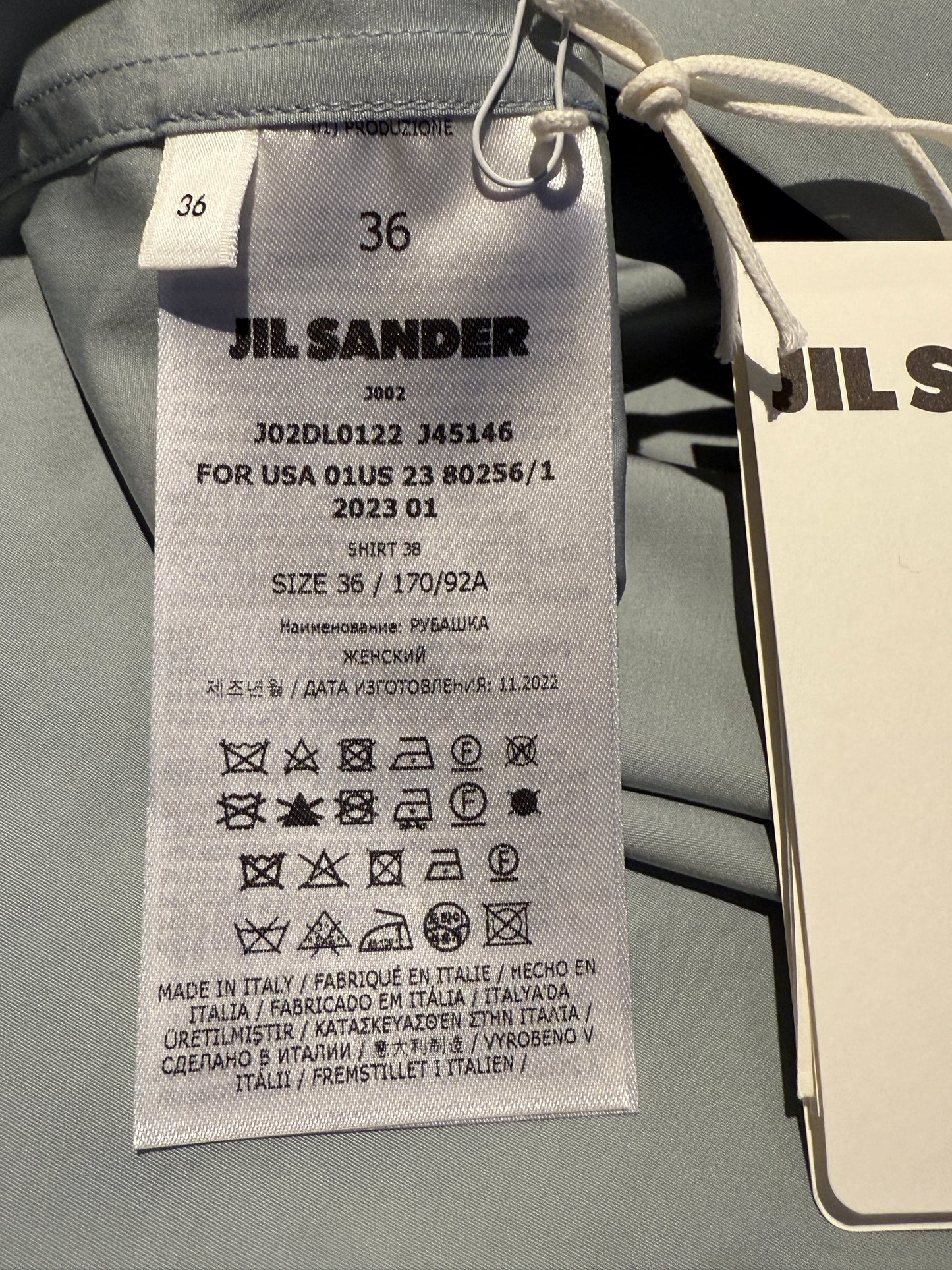 Jil Sander Oversized Cotton Poplin Shirt in Light Sage – Size 36 (US 6)