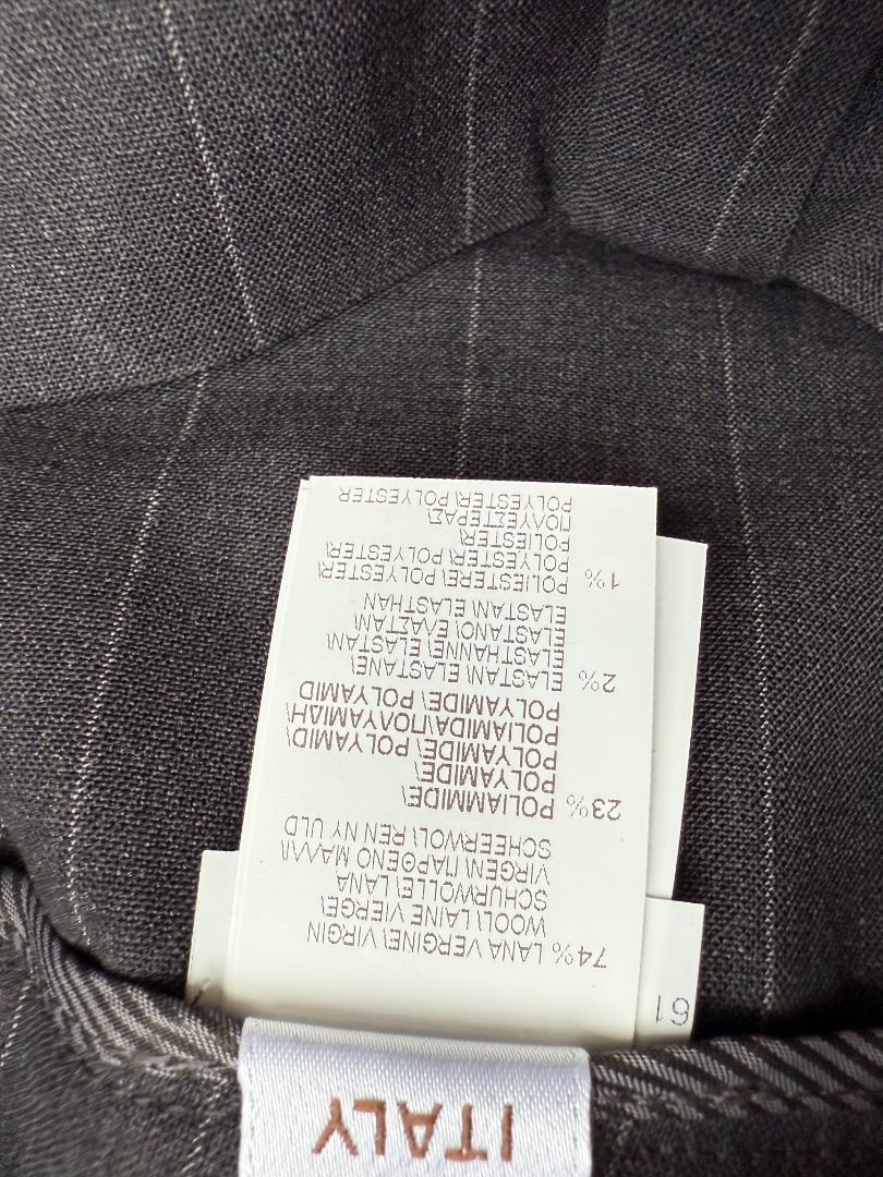 Brunello Cucinelli Charcoal Pinstripe Wool Pants with MONILI Trim – Size IT 46 / US 10