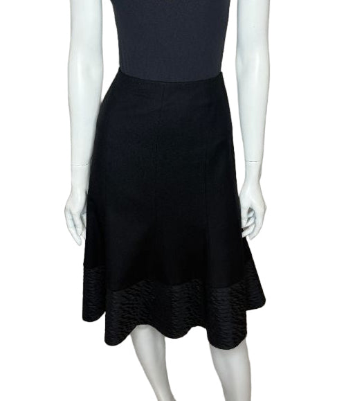 Akris Punto Black Wool A-Line Skirt with Textured Hem – Size 12