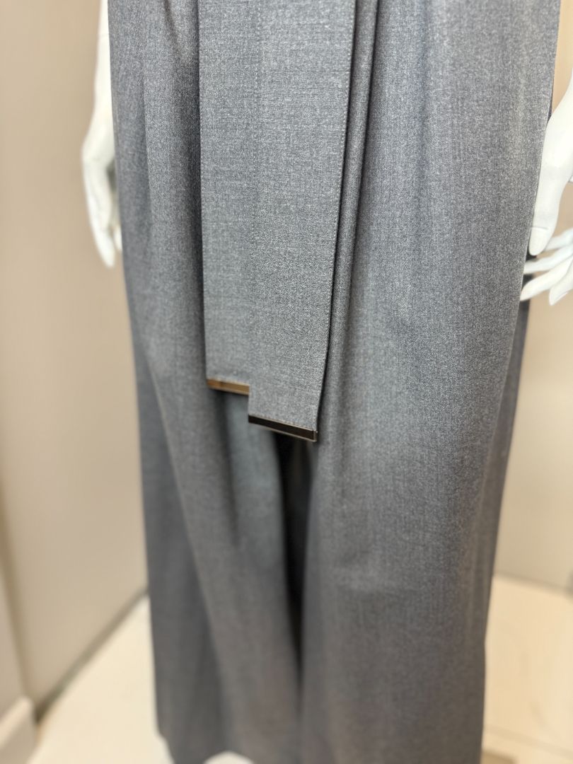 Armani Collezioni Gray Virgin Wool Paperbag Waist Wide-Leg Pants – Size 12