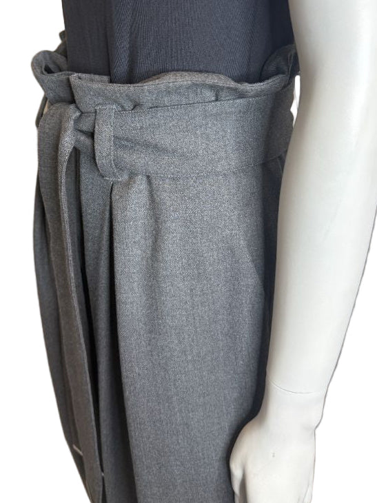 Armani Collezioni Gray Virgin Wool Paperbag Waist Wide-Leg Pants – Size 12