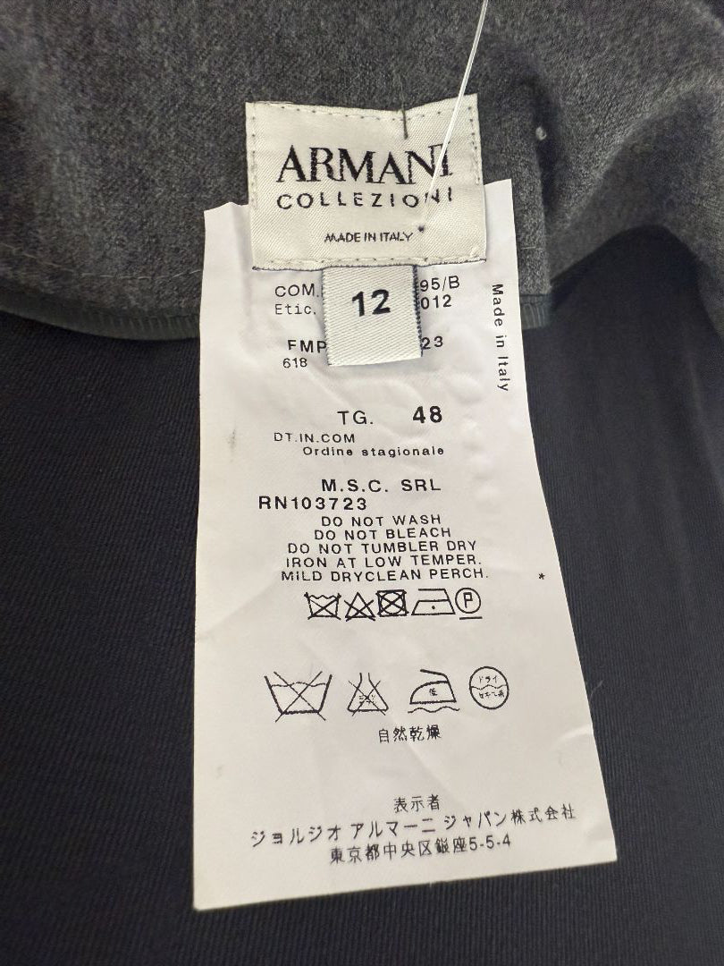 Armani Collezioni Gray Virgin Wool Paperbag Waist Wide-Leg Pants – Size 12