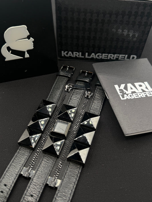 Karl Lagerfeld Black Zip Triple Strap Watch – Model KL2001