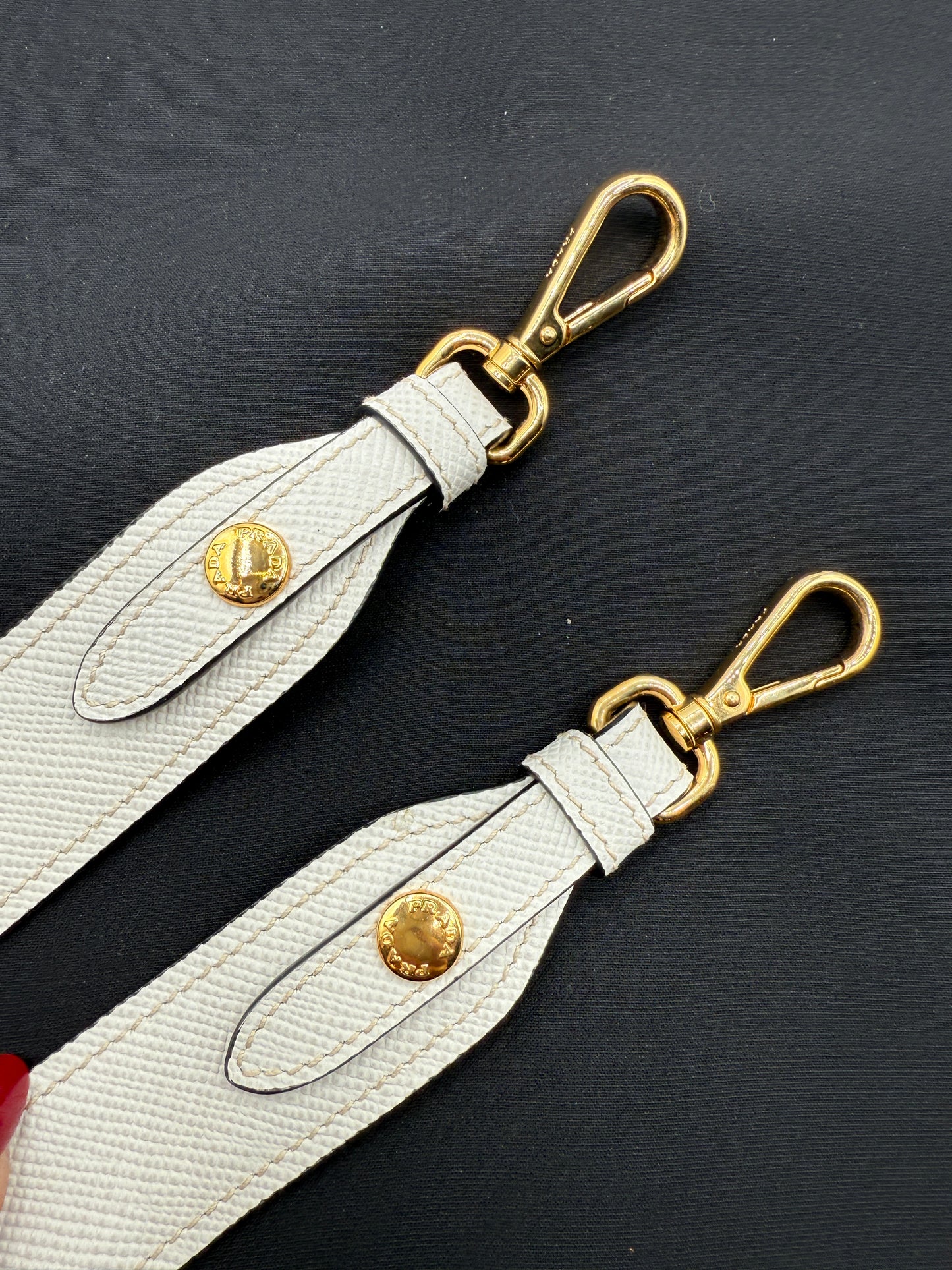 Prada Saffiano Leather Shoulder Strap – Chalk White with Gold Hardware