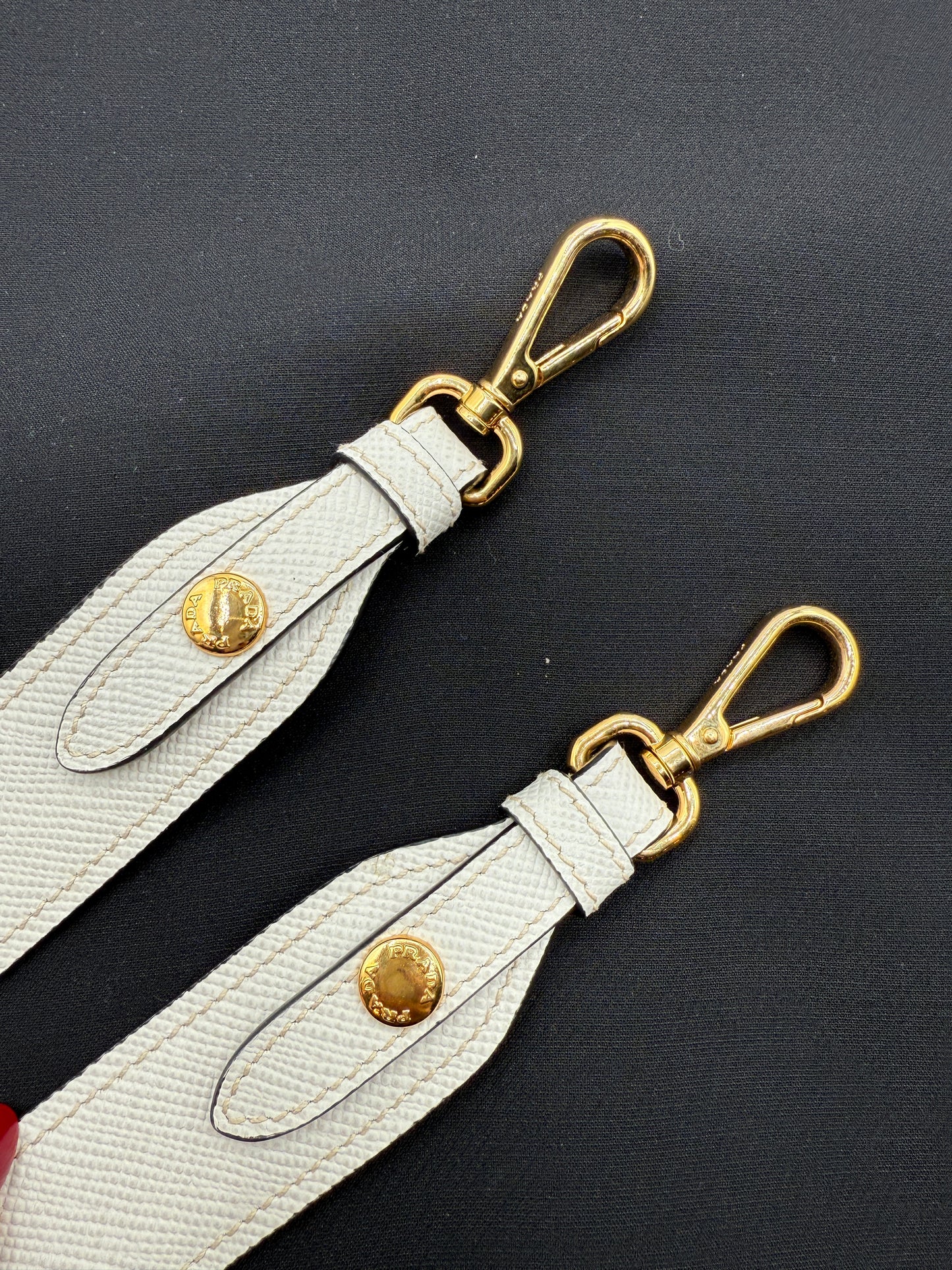 Prada Saffiano Leather Shoulder Strap – Chalk White with Gold Hardware