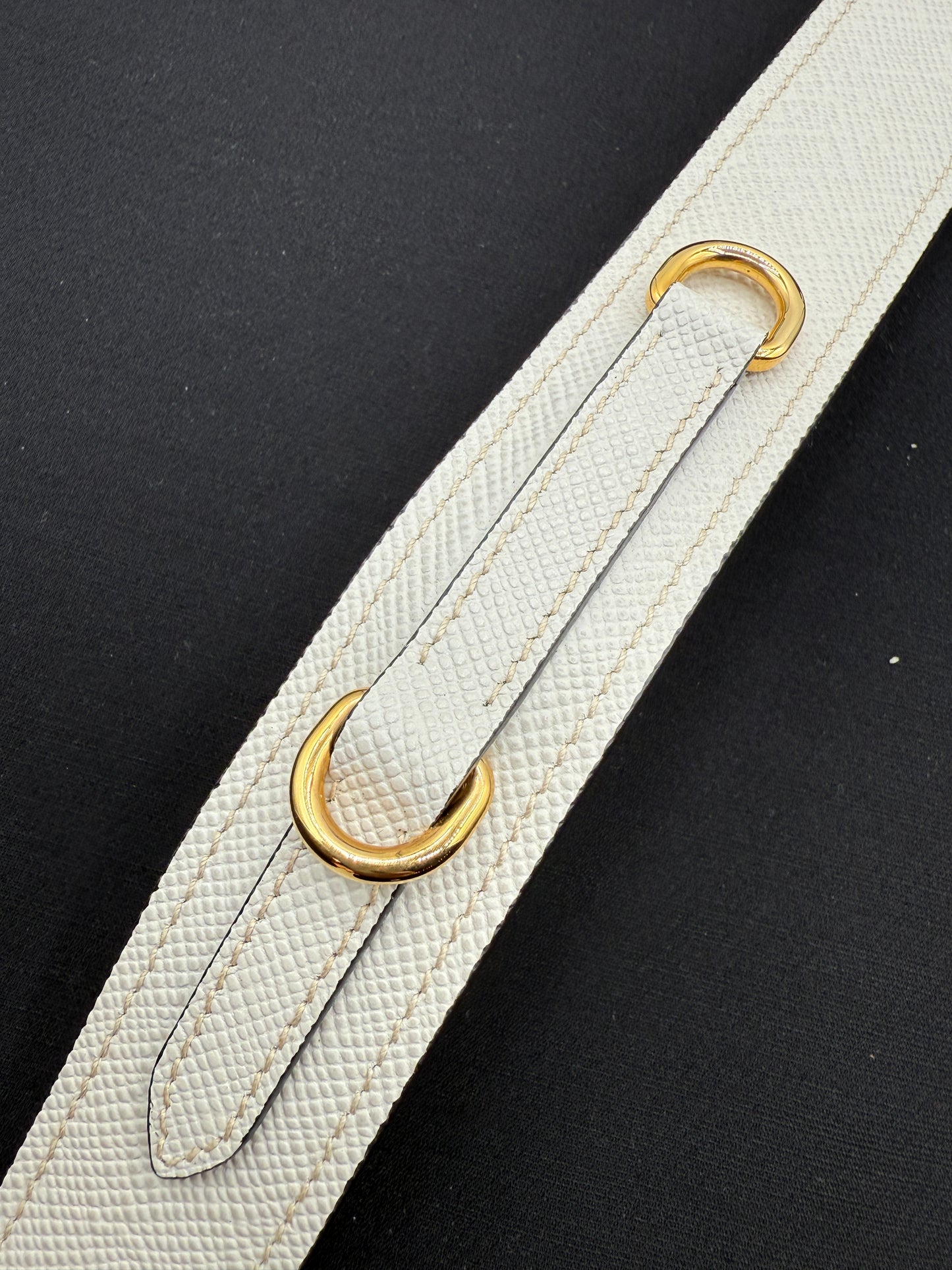 Prada Saffiano Leather Shoulder Strap – Chalk White with Gold Hardware