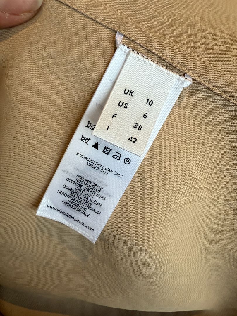 Victoria Beckham Camel Belted Trench Coat – Size US 6 / UK 10 / FR 38 / IT 42