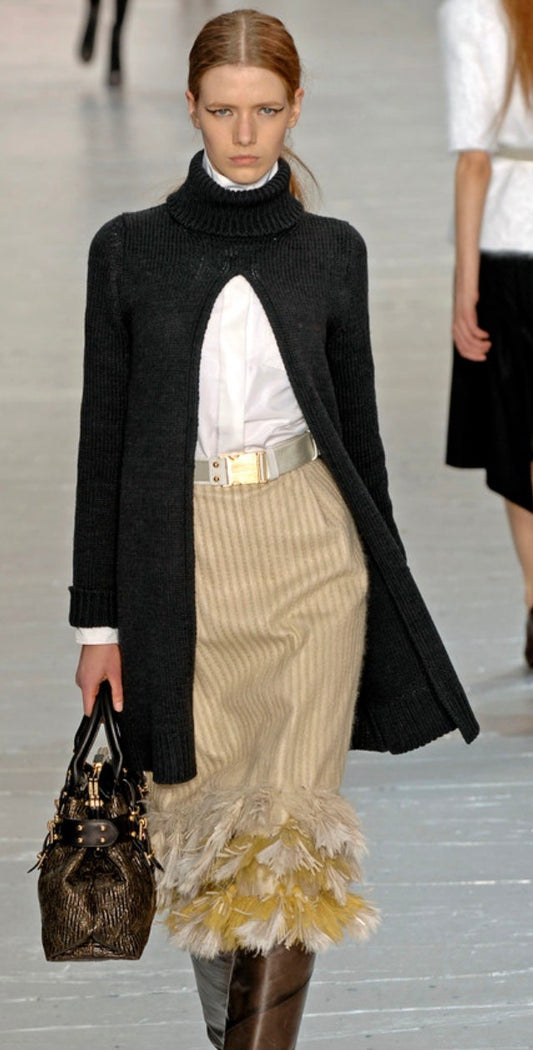 Louis Vuitton Fall 2007 Runway Soft Black Cutaway Turtleneck Sweater – Size M