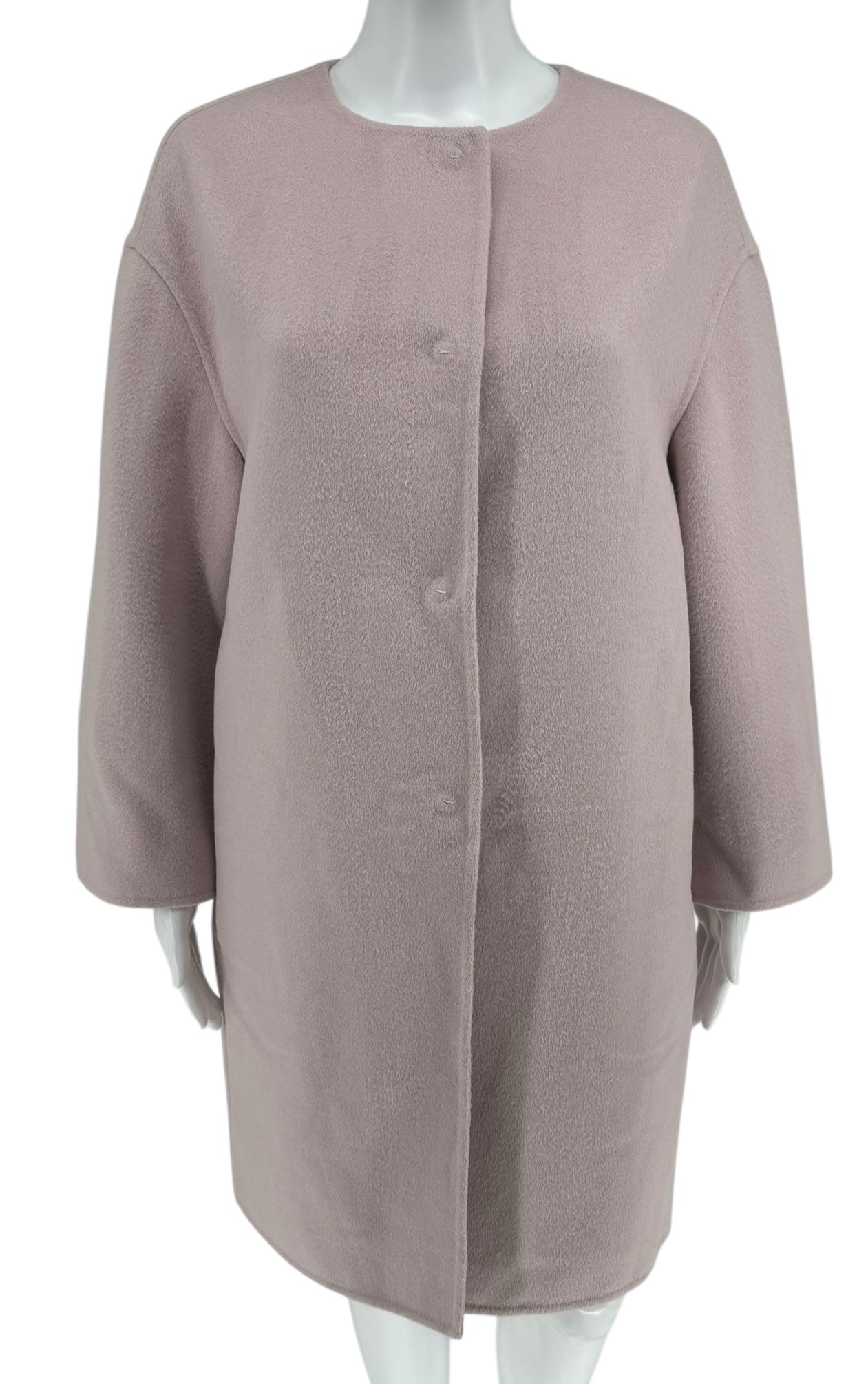 PRADA Collarless Coat Virgin Wool Angora Cashgora Pink Double-faced-Size 42